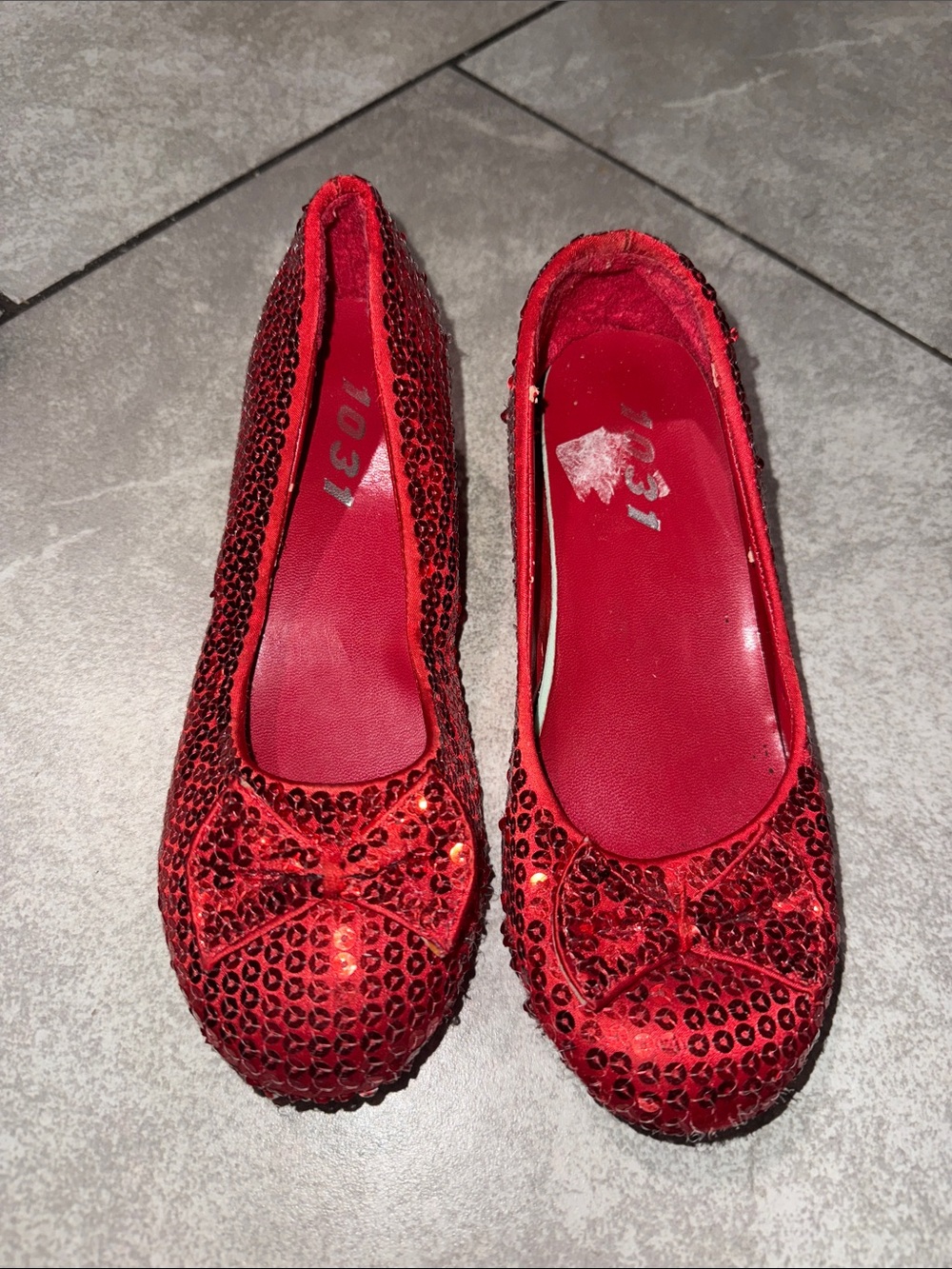 Judy Red Sequin Ballet Flats with Bow - Girls Shoes - L 2/3